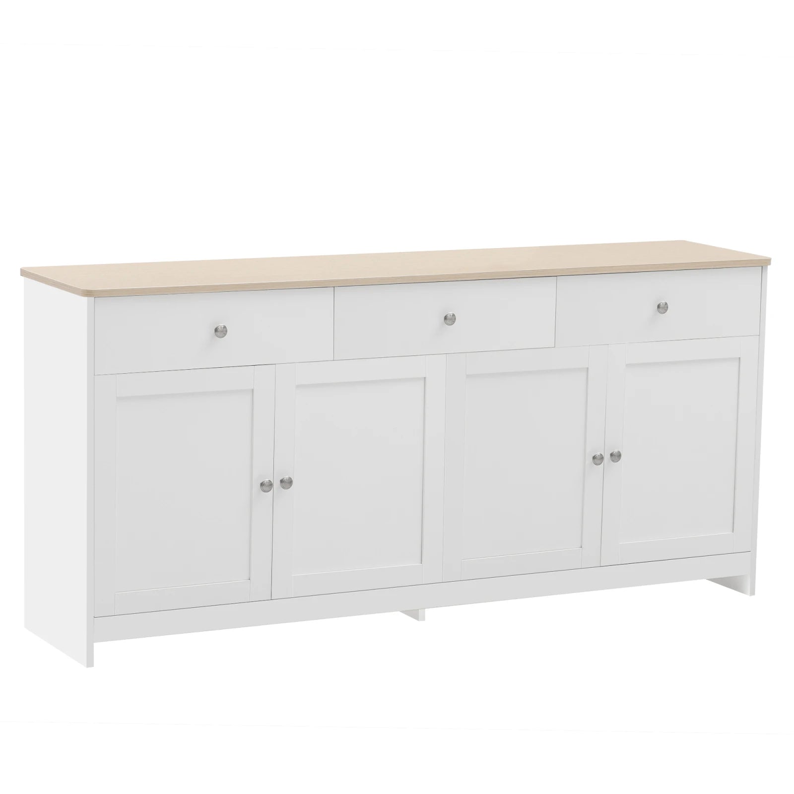 Anajqaqia Sideboard, Storage Cabinet, Multifunctional Cabinet with 4 Doors and 3 Drawers, Suitable for Living Room, White