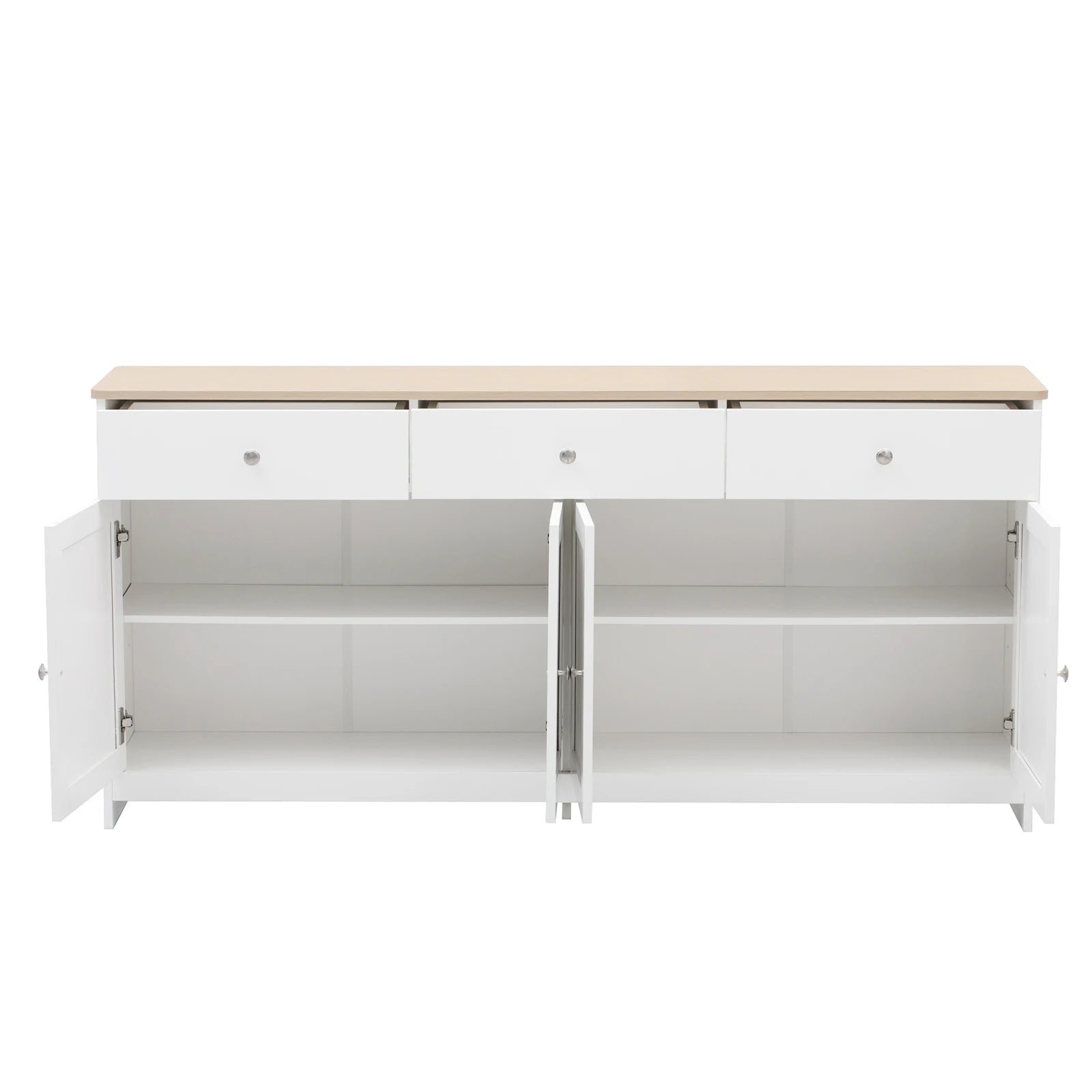 Anajqaqia Sideboard, Storage Cabinet, Multifunctional Cabinet with 4 Doors and 3 Drawers, Suitable for Living Room, White