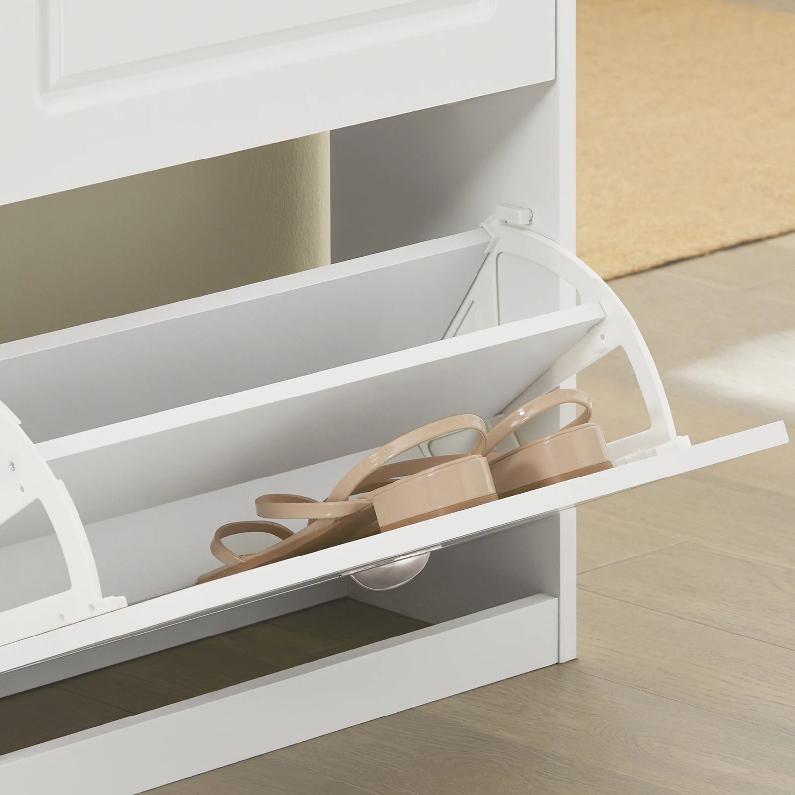 SoBuy FSR79 Shoe cabinet with 4 flap shoe rack shoe dump truck with 8 shelf surfaces Shoe chest of drawers Shoe shelf
