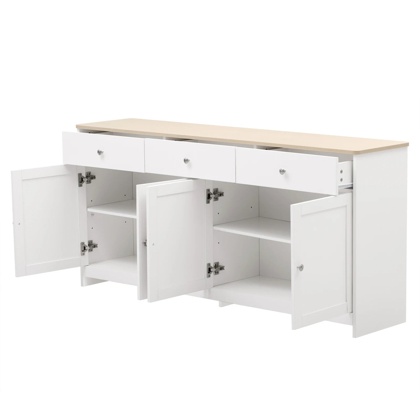 Anajqaqia Sideboard, Storage Cabinet, Multifunctional Cabinet with 4 Doors and 3 Drawers, Suitable for Living Room, White