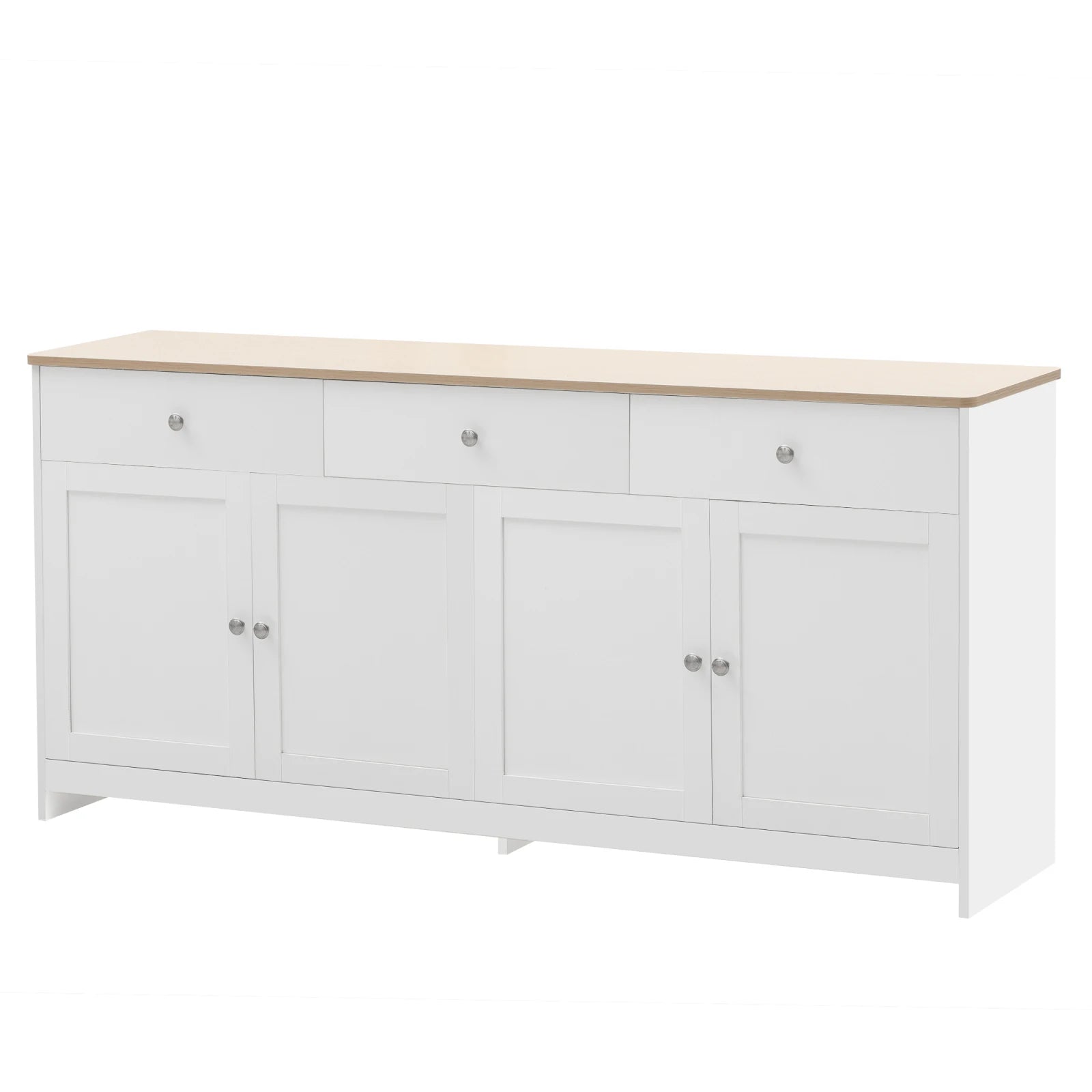 Anajqaqia Sideboard, Storage Cabinet, Multifunctional Cabinet with 4 Doors and 3 Drawers, Suitable for Living Room, White