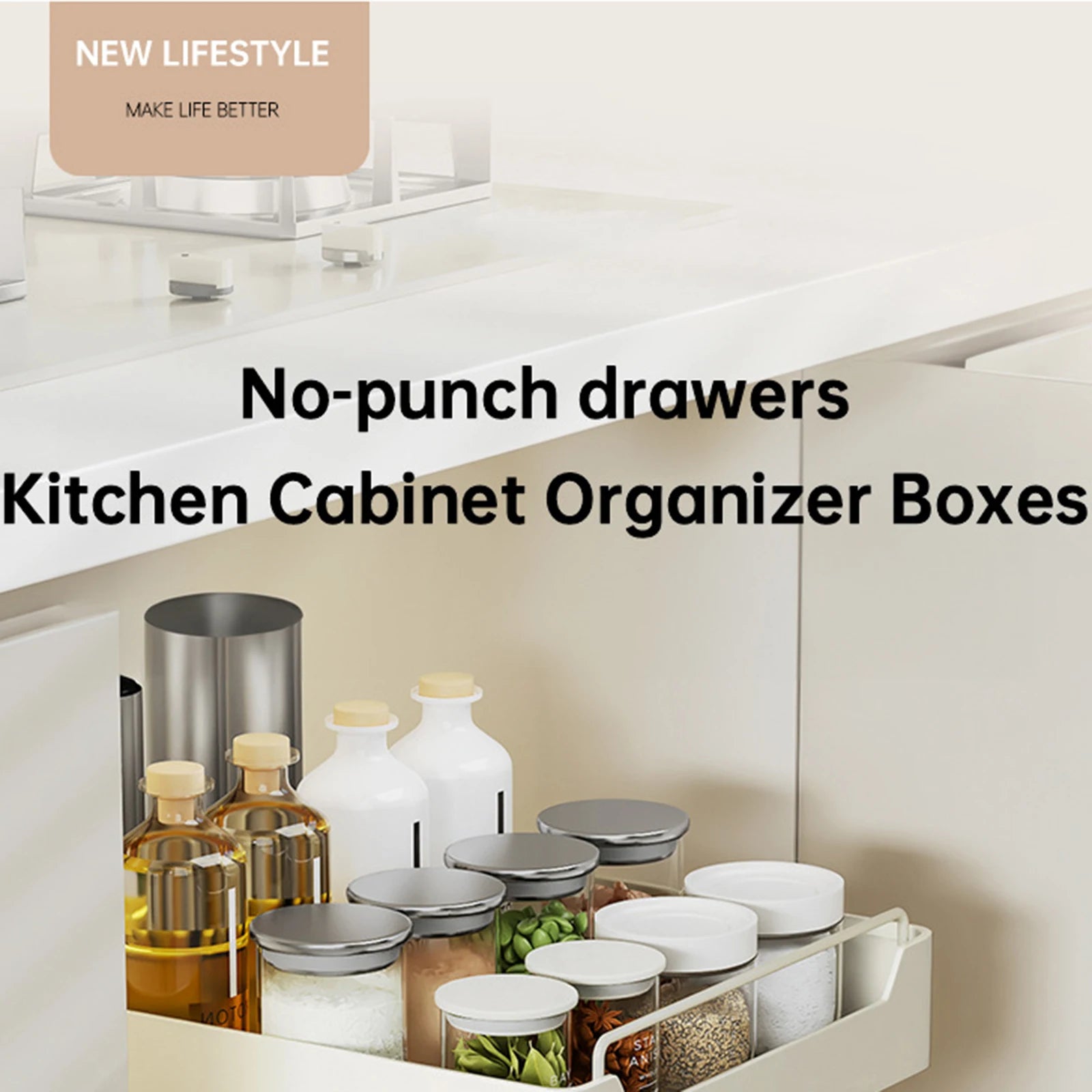 Pull Out Cabinet Organizer Fixed with Damping Guide, Heavy Duty Sliding Drawer Noiseless Slide Out Pantry Shelves For Kitchen