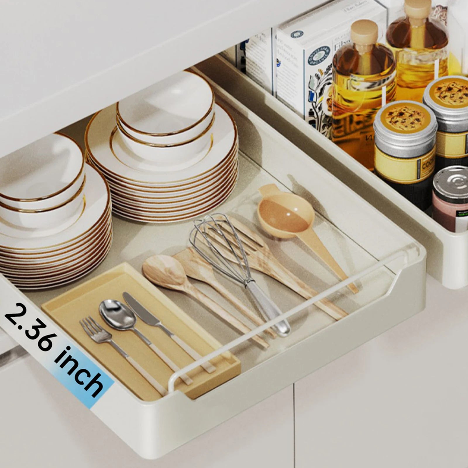 Pull Out Cabinet Organizer Fixed with Damping Guide, Heavy Duty Sliding Drawer Noiseless Slide Out Pantry Shelves For Kitchen