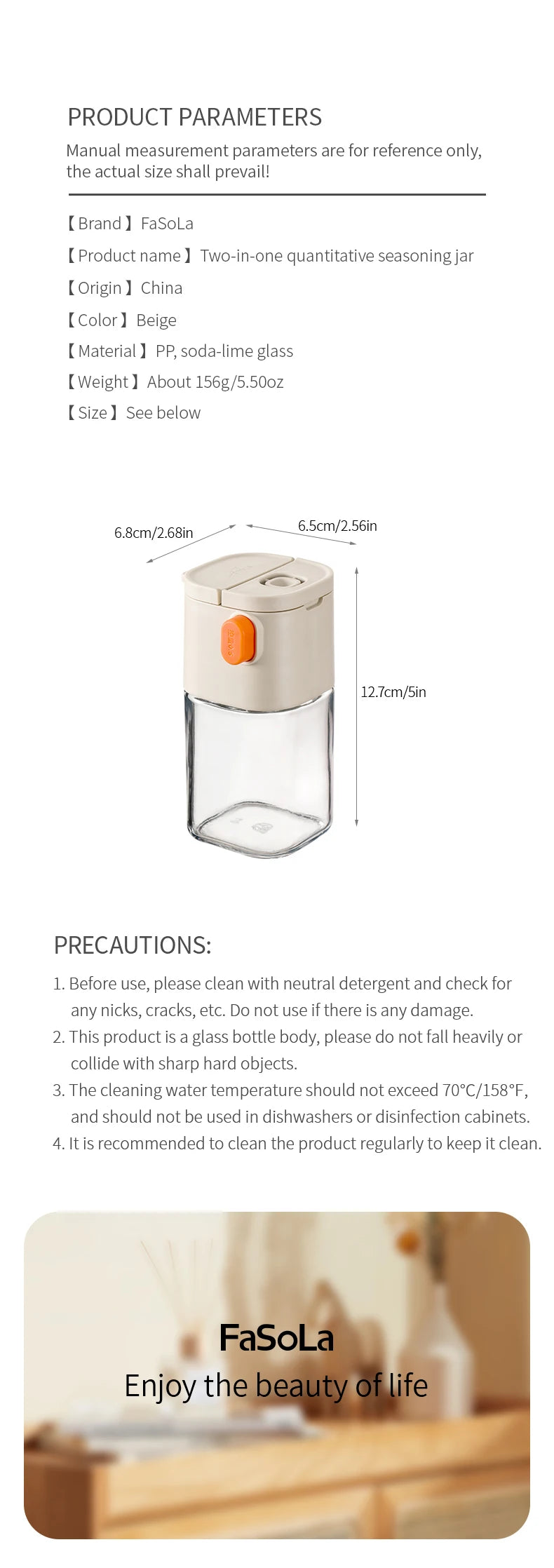 180ml Multi-Functional Quantitative Seasoning Pot, Press-Type Glass Seasoning Bottle, Kitchen Salt Jar, Spice & Pepper Shakers