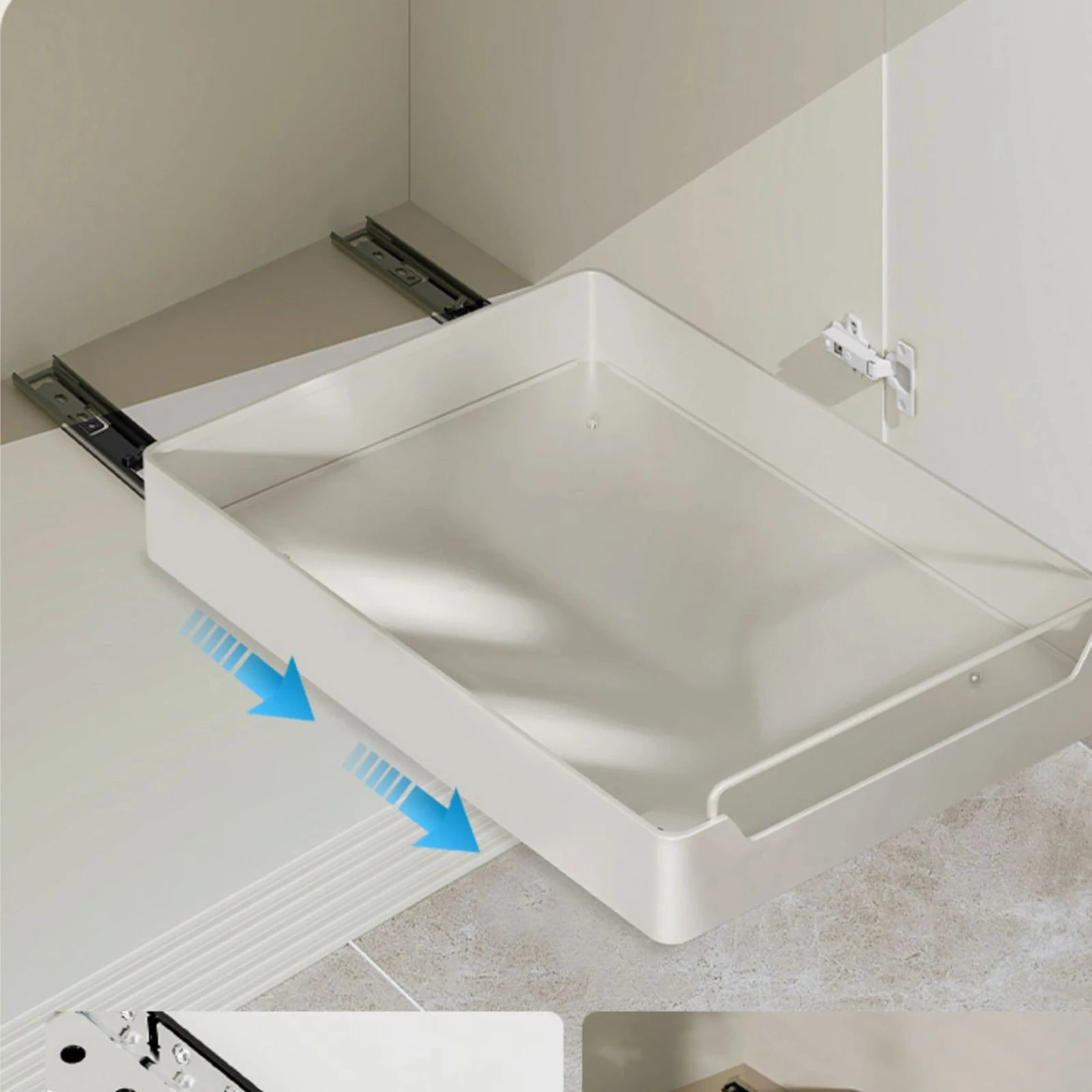 Pull Out Cabinet Organizer Fixed with Damping Guide, Heavy Duty Sliding Drawer Noiseless Slide Out Pantry Shelves For Kitchen