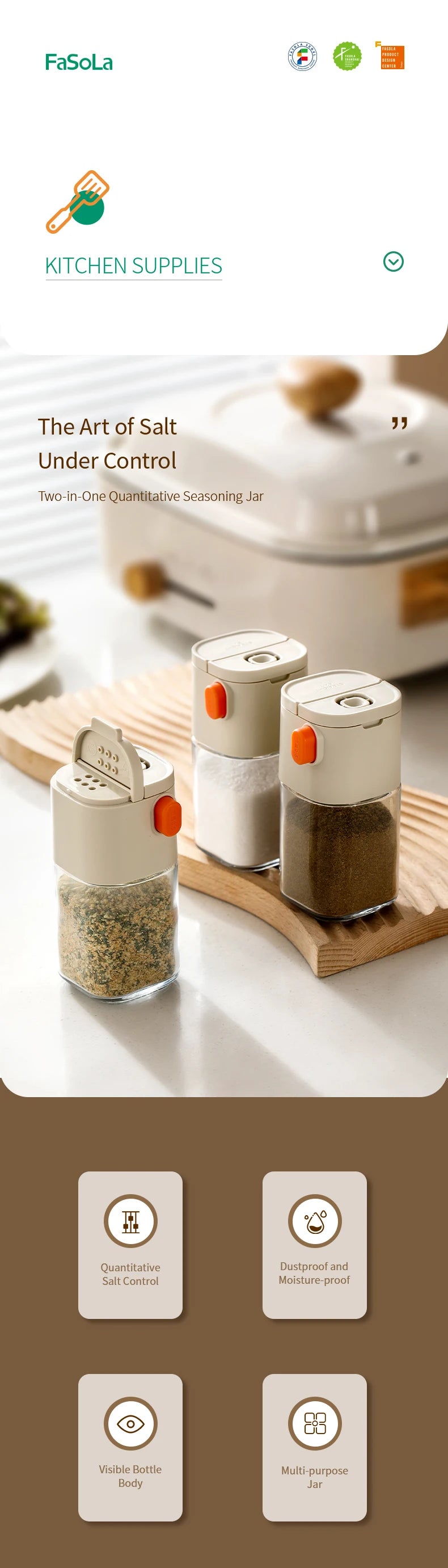 180ml Multi-Functional Quantitative Seasoning Pot, Press-Type Glass Seasoning Bottle, Kitchen Salt Jar, Spice & Pepper Shakers