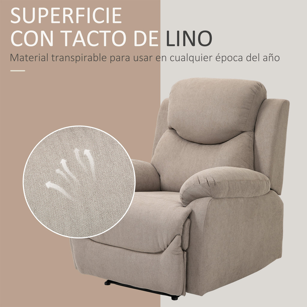 Manual Recliner Relax Chair with Armrests and Footrest Load 150 kg for Living Room Bedroom Beige