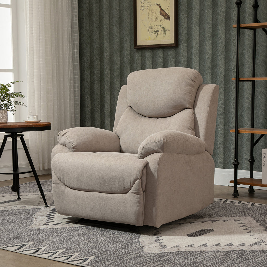 Manual Recliner Relax Chair with Armrests and Footrest Load 150 kg for Living Room Bedroom Beige