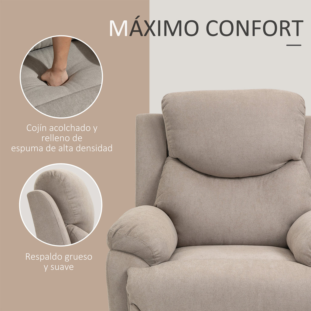 Manual Recliner Relax Chair with Armrests and Footrest Load 150 kg for Living Room Bedroom Beige