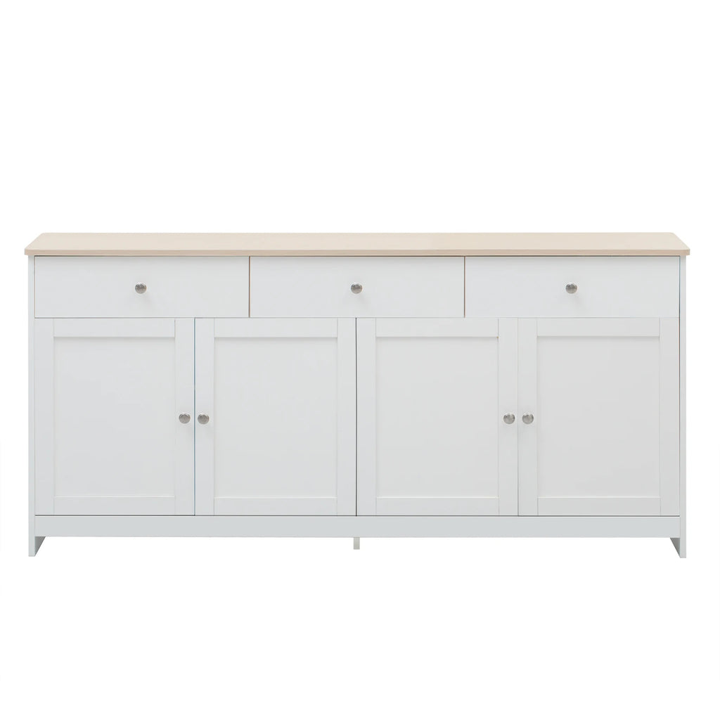 Anajqaqia Sideboard, Storage Cabinet, Multifunctional Cabinet with 4 Doors and 3 Drawers, Suitable for Living Room, White