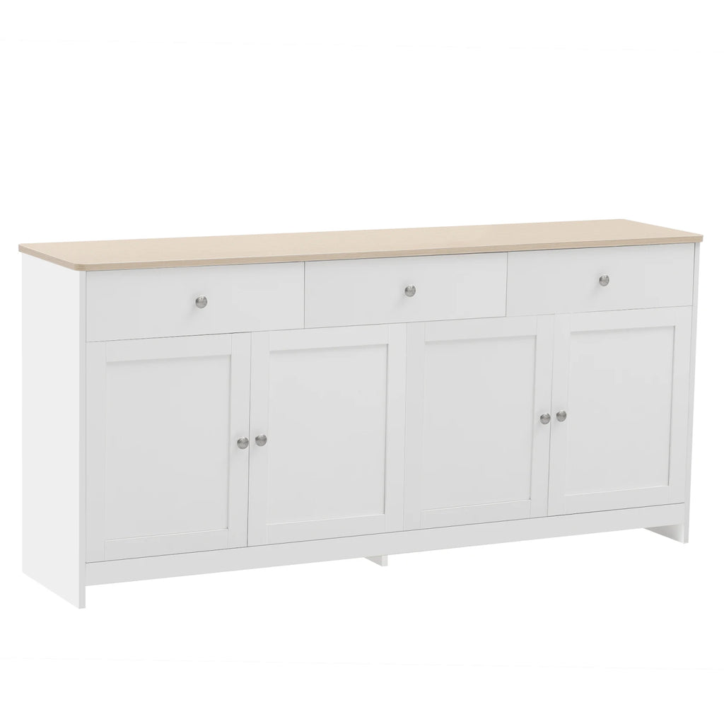 Anajqaqia Sideboard, Storage Cabinet, Multifunctional Cabinet with 4 Doors and 3 Drawers, Suitable for Living Room, White