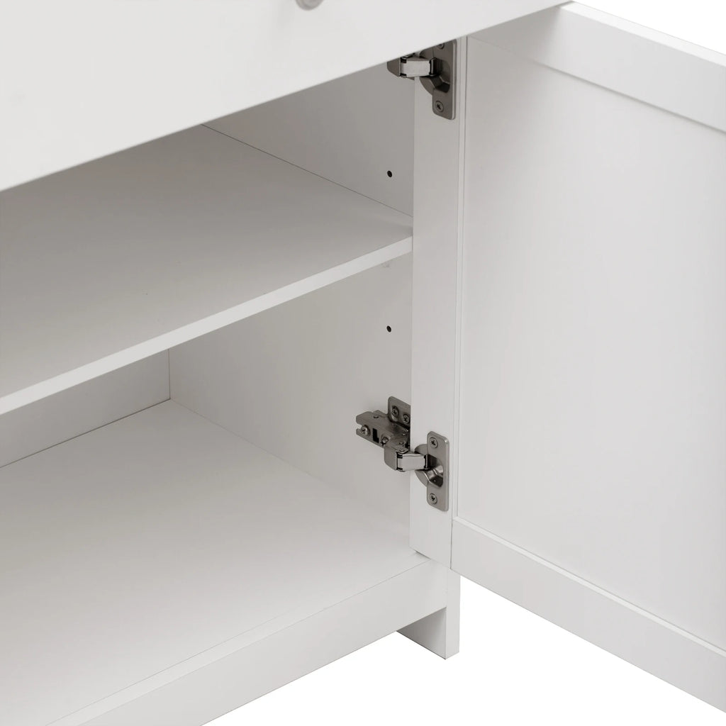 Anajqaqia Sideboard, Storage Cabinet, Multifunctional Cabinet with 4 Doors and 3 Drawers, Suitable for Living Room, White