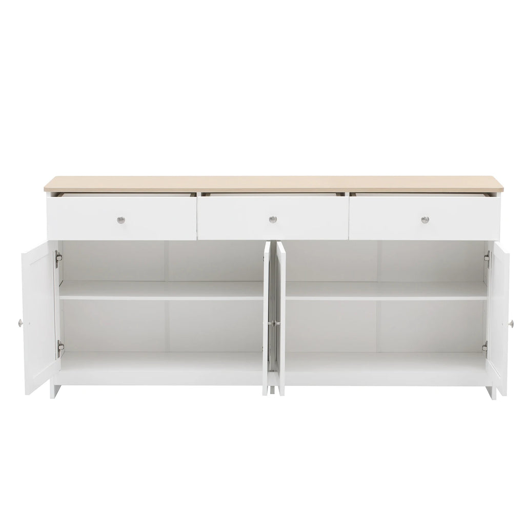 Anajqaqia Sideboard, Storage Cabinet, Multifunctional Cabinet with 4 Doors and 3 Drawers, Suitable for Living Room, White