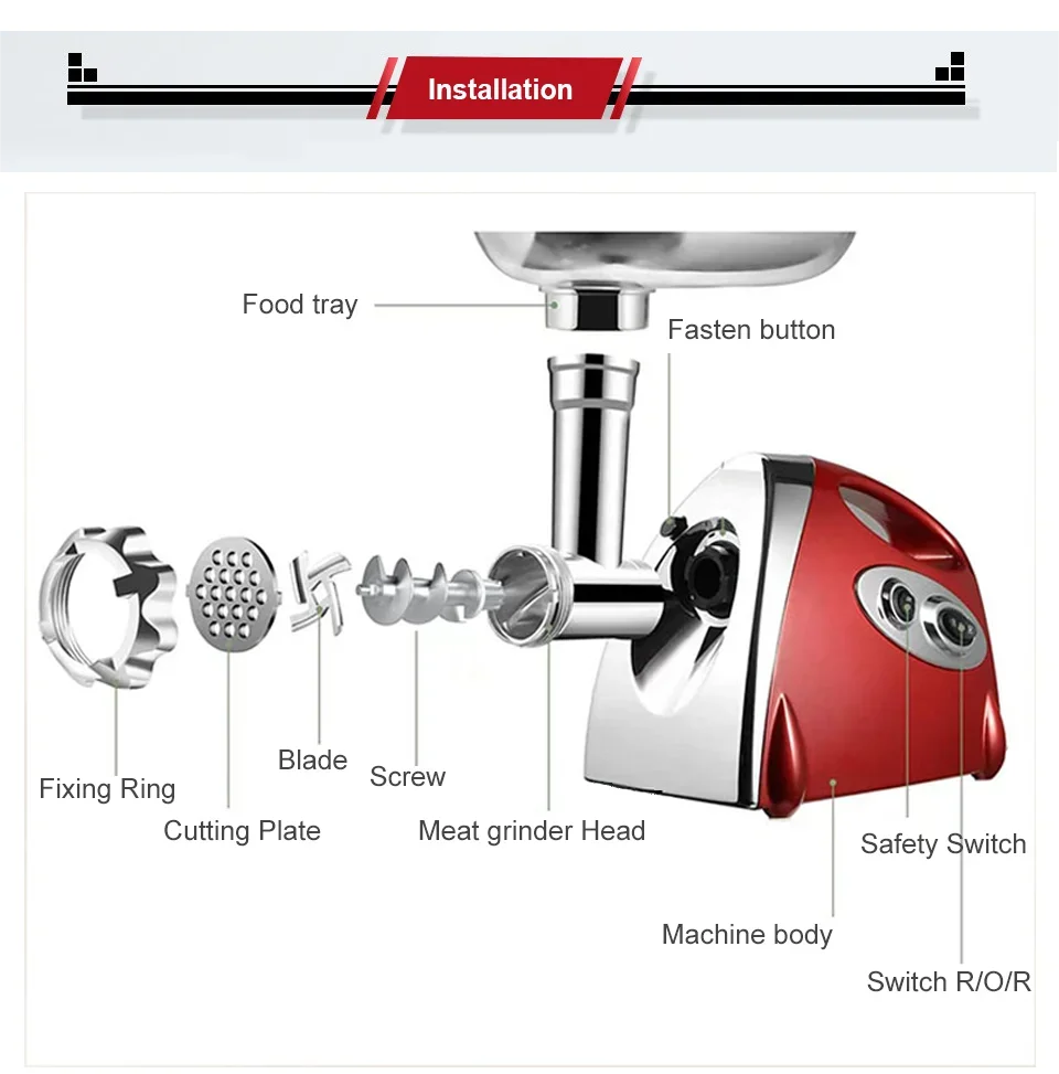 2800W Max Electric Meat Grinder fuel Heavy hard Meat Mincer Sausage grounder Stainless Steel Food Processor Sausage Stuffer