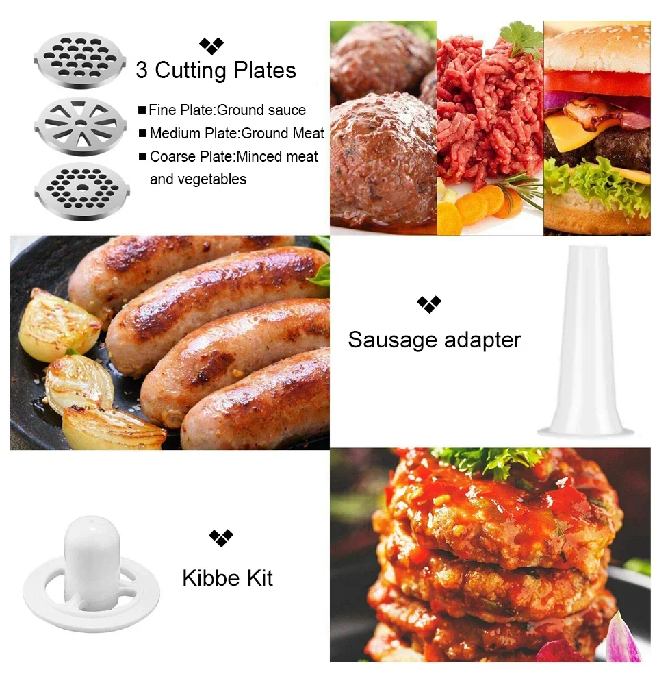 2800W Max Electric Meat Grinder fuel Heavy hard Meat Mincer Sausage grounder Stainless Steel Food Processor Sausage Stuffer