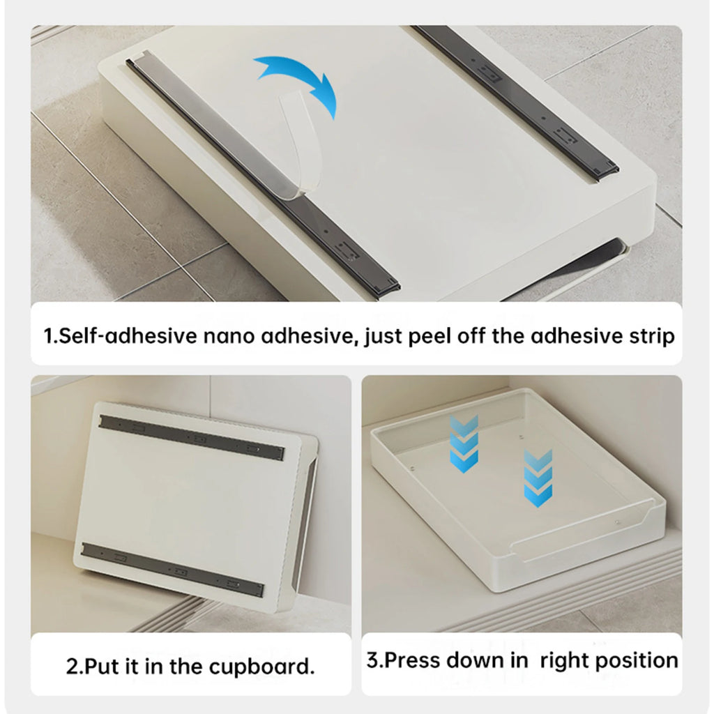 Pull Out Cabinet Organizer Fixed with Damping Guide, Heavy Duty Sliding Drawer Noiseless Slide Out Pantry Shelves For Kitchen
