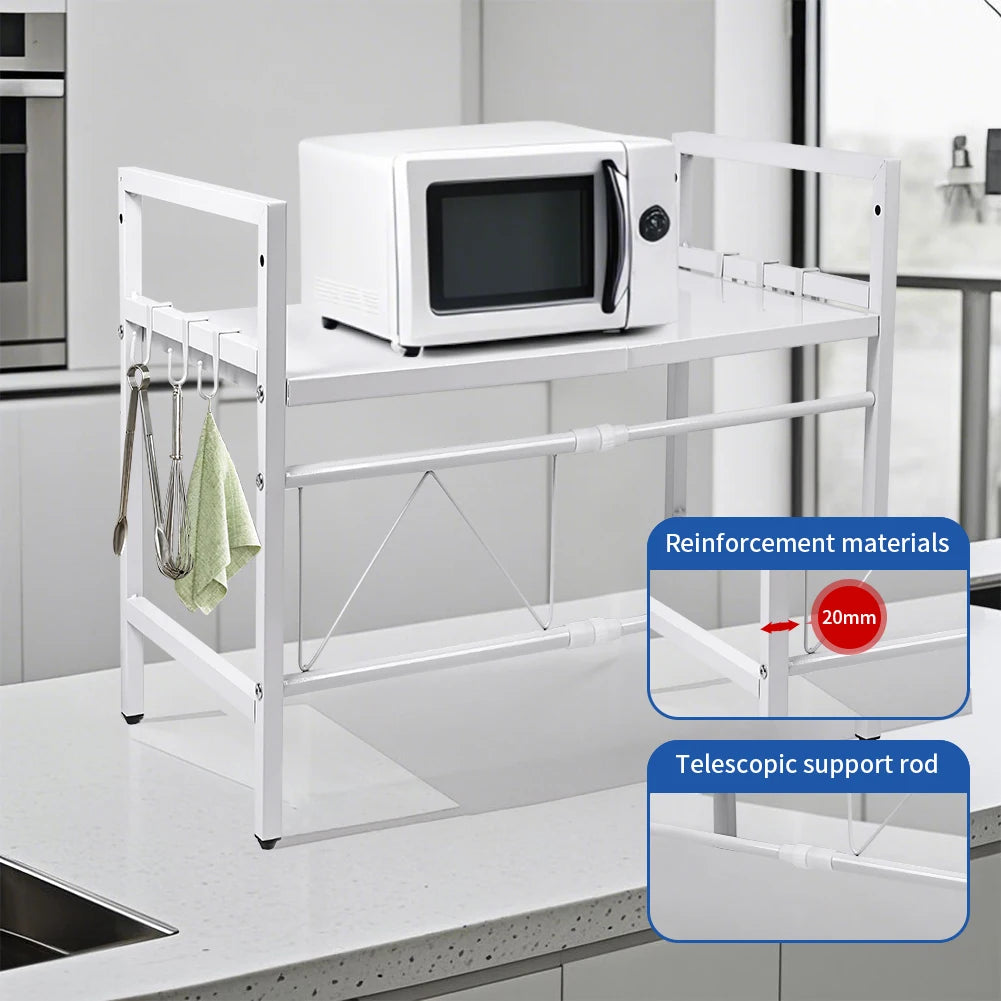 Kitchen Storage Rack Microwave Shelf Condiment Organizer Shelf Tableware Storage  Expandable 42-64cm Moisture And Rust