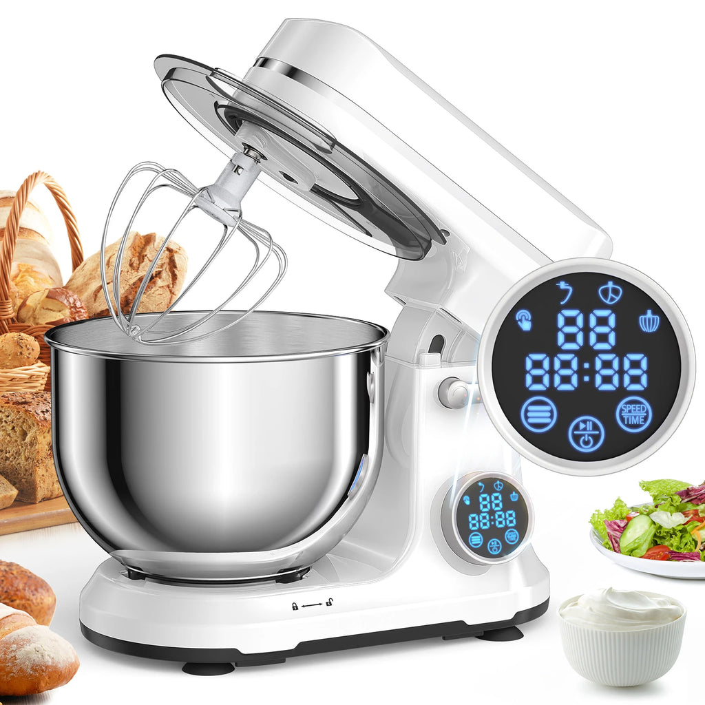 BioloMix Kitchen Food Stand Mixer, 1200W 11-Speeds DC Motor, Digital OLED Screen, Electric Food Mixer with Dough Hook, Whisk
