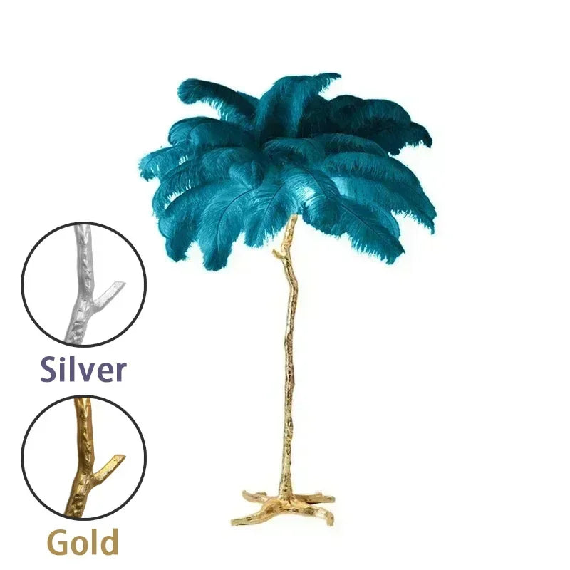 Modern Nordic Feather Floor Lamp Luxury Ostrich Plume Style Standing Light for Living Room Bedroom Sofa Corner Home Decor