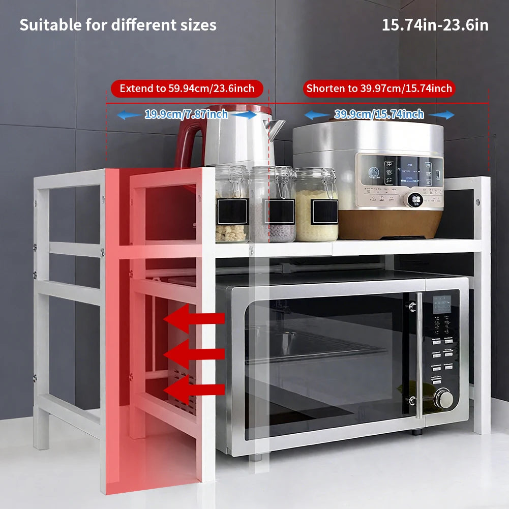 Kitchen Storage Rack Microwave Shelf Condiment Organizer Shelf Tableware Storage  Expandable 42-64cm Moisture And Rust