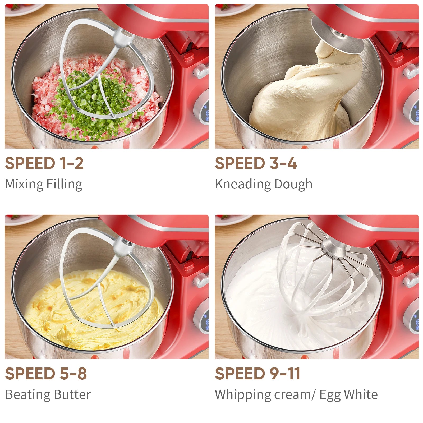 BioloMix Kitchen Food Stand Mixer, 1200W 11-Speeds DC Motor, Digital OLED Screen, Electric Food Mixer with Dough Hook, Whisk