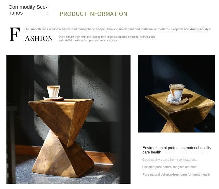 X&D Nordic Minimalist Magnesium Oxide Tea Table Art Homestay Living Room Sofa Imitation Wood Grain Edge Table Bedroom Table 2025