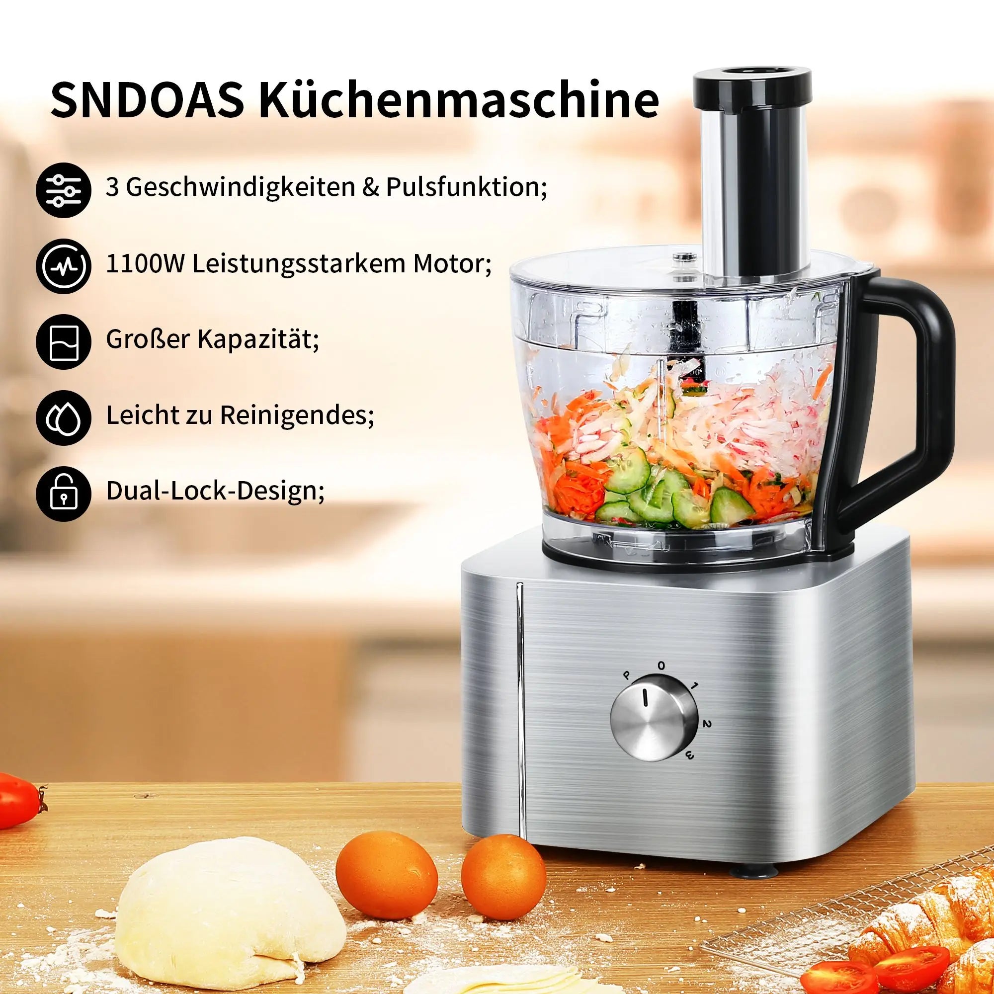 TopStrong 1100W 3.2L＋1.5L Three speed food processor YYFP405