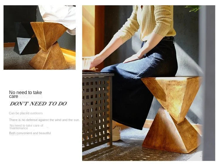 X&D Nordic Minimalist Magnesium Oxide Tea Table Art Homestay Living Room Sofa Imitation Wood Grain Edge Table Bedroom Table 2025