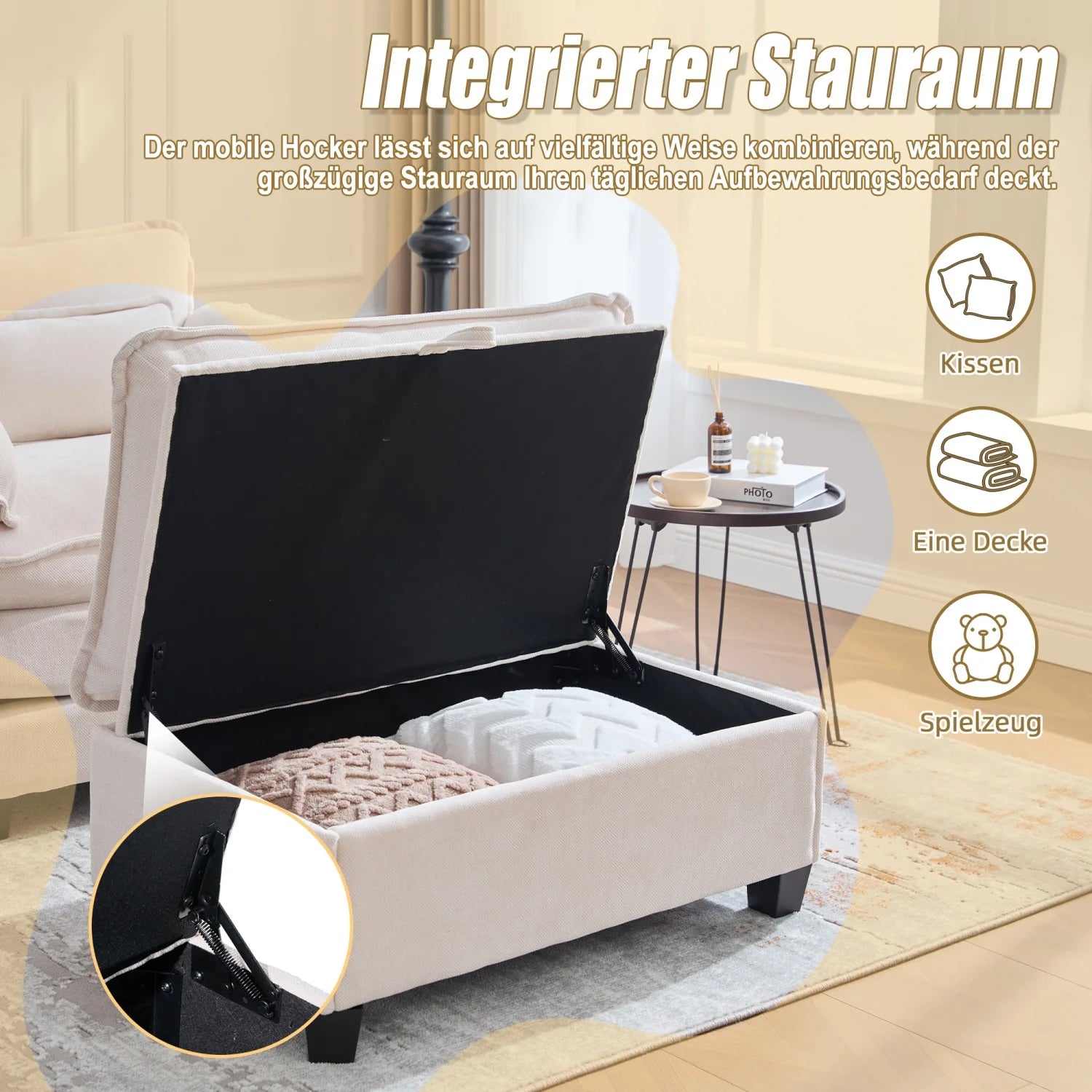 armchair with footrest and stool, velvet lounge chair with side pockets and pillows, comfortable reading chair for living room