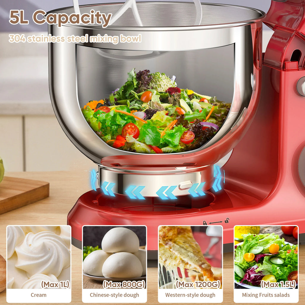BioloMix Kitchen Food Stand Mixer, 1200W 11-Speeds DC Motor, Digital OLED Screen, Electric Food Mixer with Dough Hook, Whisk