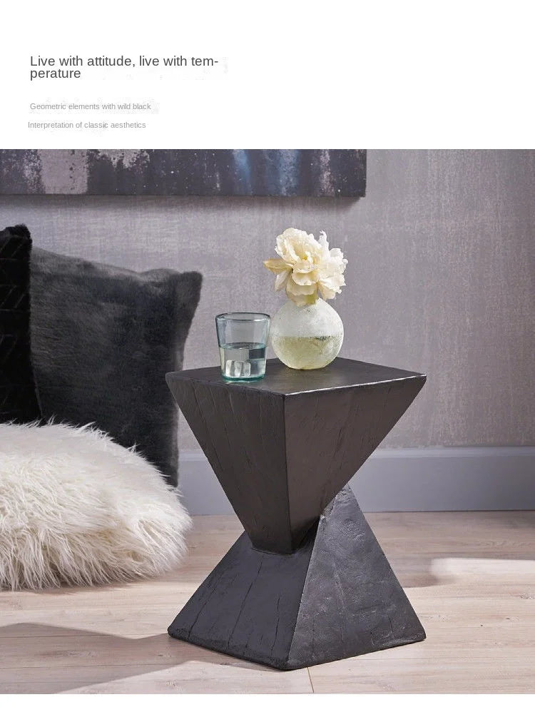 X&D Nordic Minimalist Magnesium Oxide Tea Table Art Homestay Living Room Sofa Imitation Wood Grain Edge Table Bedroom Table 2025