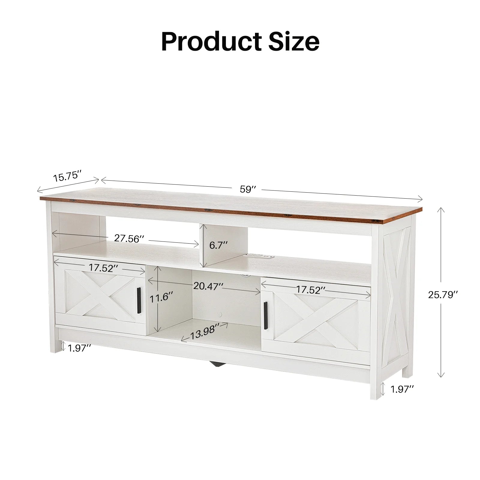 REDLIFE TV Stand for TVs Up to 65 inches Entertainment Center w/ Power Outlet Storage Cabinet Three Open Shelves for Living Room