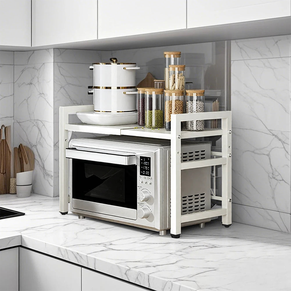 Kitchen Storage Rack Microwave Shelf Condiment Organizer Shelf Tableware Storage  Expandable 42-64cm Moisture And Rust