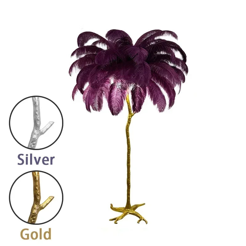 Modern Nordic Feather Floor Lamp Luxury Ostrich Plume Style Standing Light for Living Room Bedroom Sofa Corner Home Decor