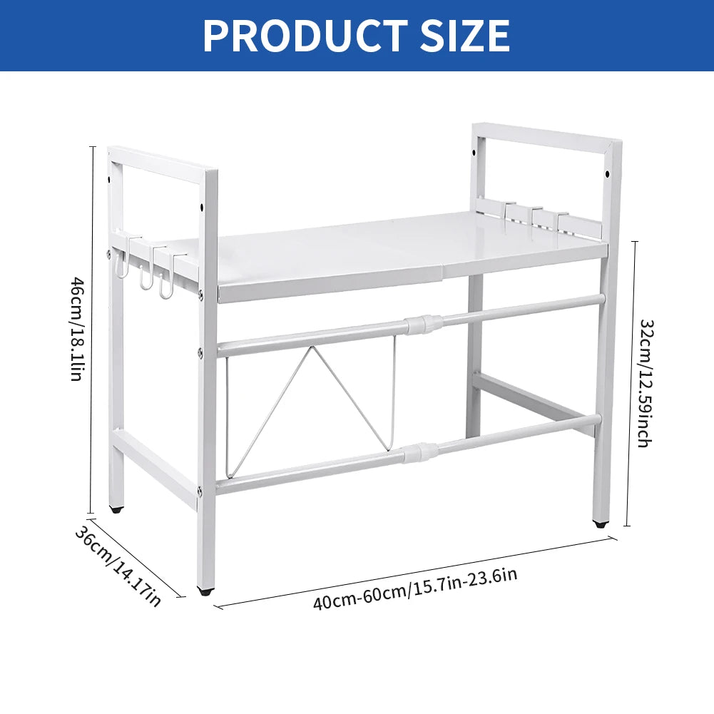 Kitchen Storage Rack Microwave Shelf Condiment Organizer Shelf Tableware Storage  Expandable 42-64cm Moisture And Rust