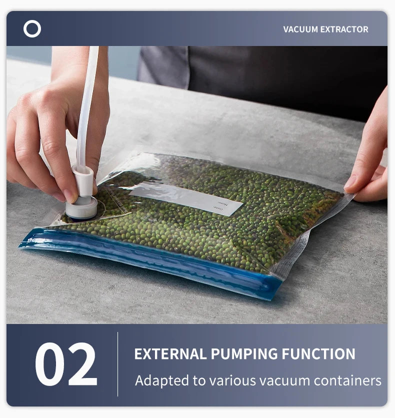 Electric Vacuum Sealer Dry/Wet Food Sealed Packaging Kitchen Food Storage Seal UV Sterilization Built-in Cutter Knife