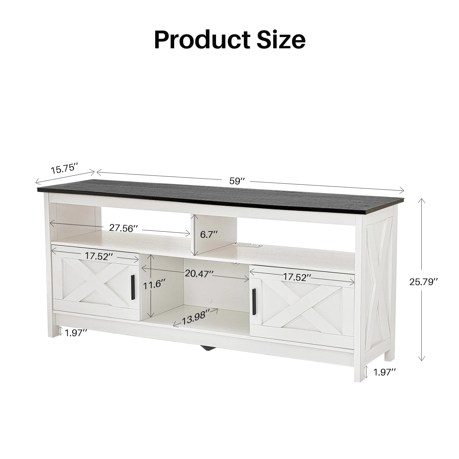 REDLIFE TV Stand for TVs Up to 65 inches Entertainment Center w/ Power Outlet Storage Cabinet Three Open Shelves for Living Room