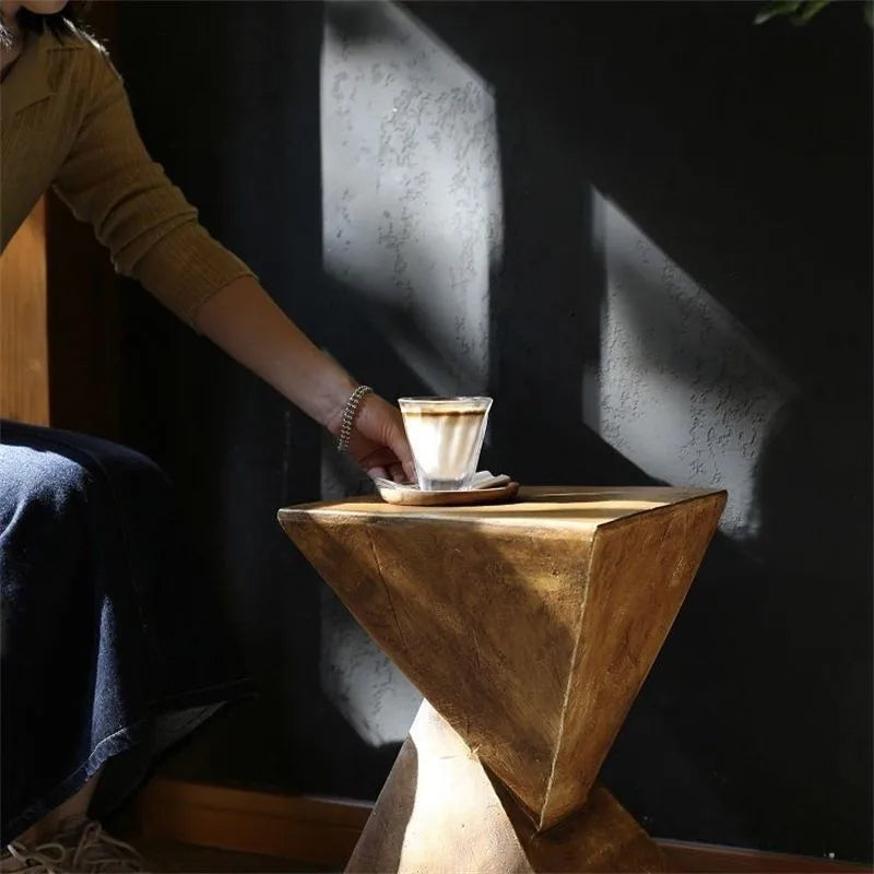 X&D Nordic Minimalist Magnesium Oxide Tea Table Art Homestay Living Room Sofa Imitation Wood Grain Edge Table Bedroom Table 2025