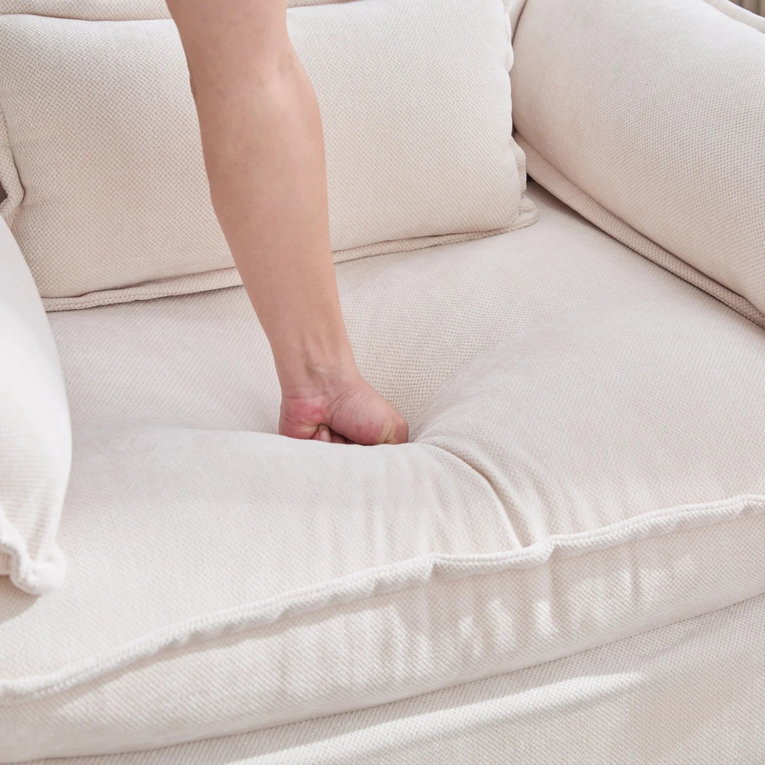 armchair with footrest and stool, velvet lounge chair with side pockets and pillows, comfortable reading chair for living room